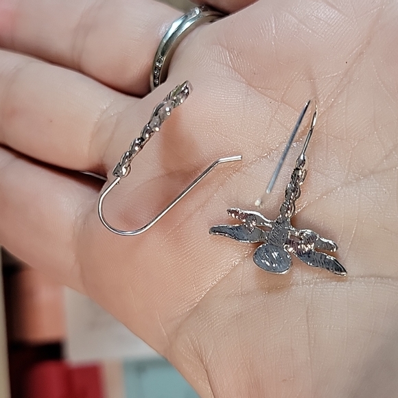 Green Dragonfly Wire Drop Earrings - Picture 6 of 6